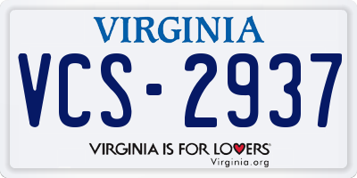 VA license plate VCS2937