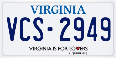VA license plate VCS2949