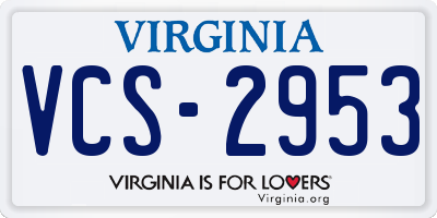 VA license plate VCS2953