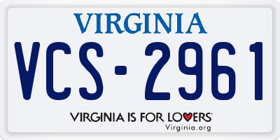 VA license plate VCS2961