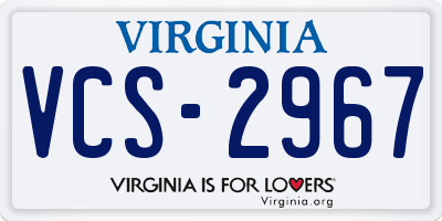 VA license plate VCS2967