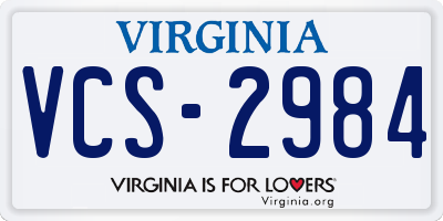 VA license plate VCS2984