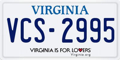 VA license plate VCS2995