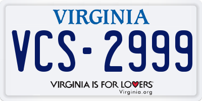 VA license plate VCS2999