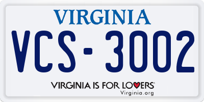 VA license plate VCS3002