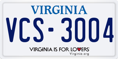 VA license plate VCS3004