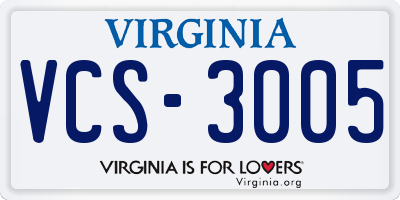VA license plate VCS3005