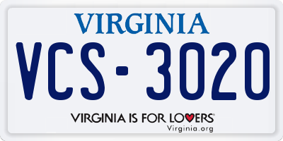 VA license plate VCS3020
