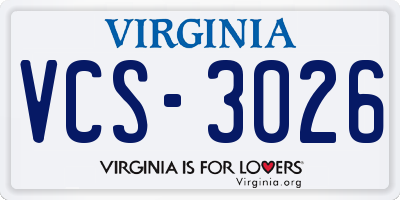 VA license plate VCS3026