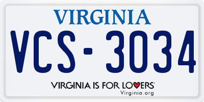 VA license plate VCS3034