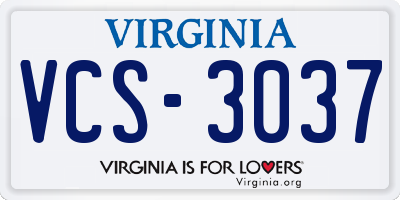 VA license plate VCS3037