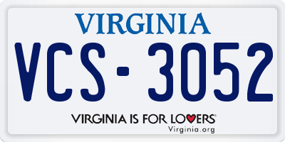 VA license plate VCS3052