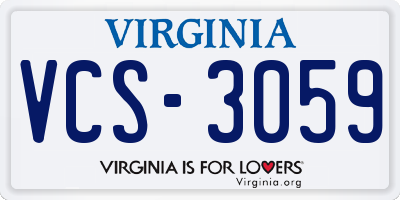VA license plate VCS3059