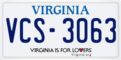 VA license plate VCS3063