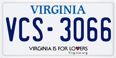 VA license plate VCS3066