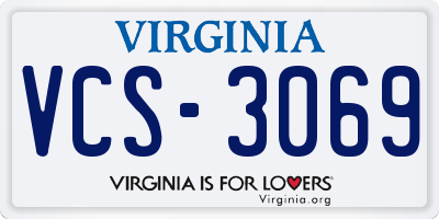 VA license plate VCS3069