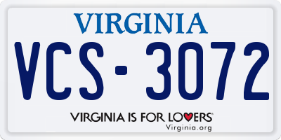 VA license plate VCS3072