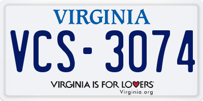 VA license plate VCS3074