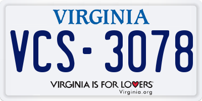 VA license plate VCS3078