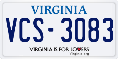 VA license plate VCS3083