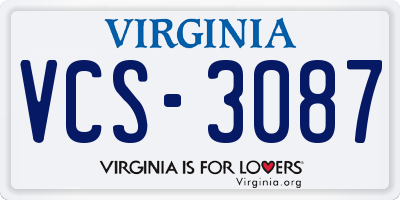 VA license plate VCS3087