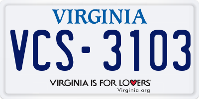 VA license plate VCS3103