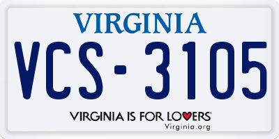 VA license plate VCS3105