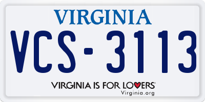 VA license plate VCS3113