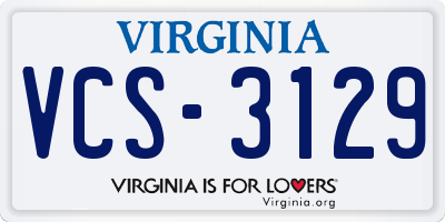 VA license plate VCS3129