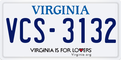VA license plate VCS3132