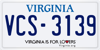 VA license plate VCS3139