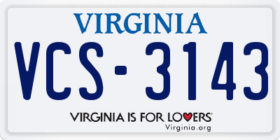 VA license plate VCS3143
