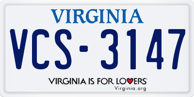 VA license plate VCS3147