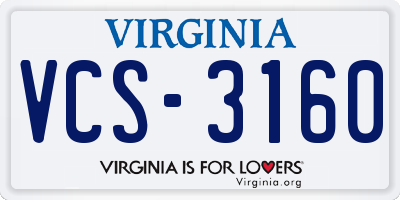 VA license plate VCS3160