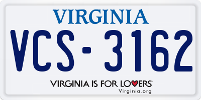 VA license plate VCS3162