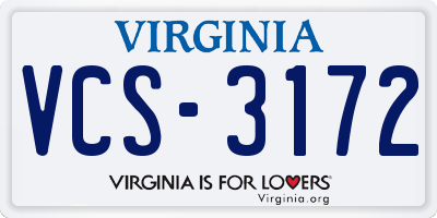 VA license plate VCS3172