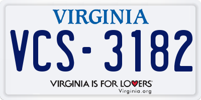 VA license plate VCS3182