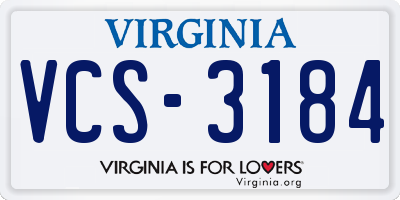 VA license plate VCS3184