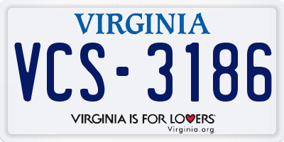 VA license plate VCS3186
