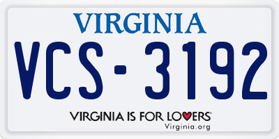 VA license plate VCS3192