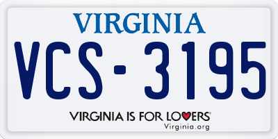 VA license plate VCS3195