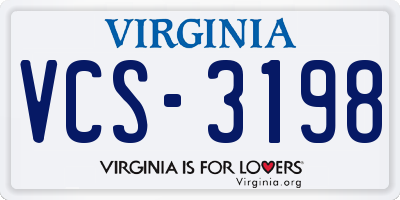 VA license plate VCS3198