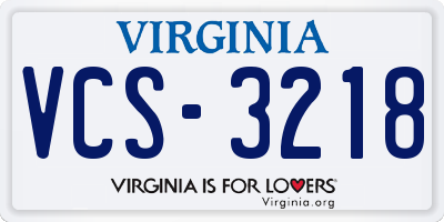 VA license plate VCS3218