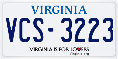 VA license plate VCS3223