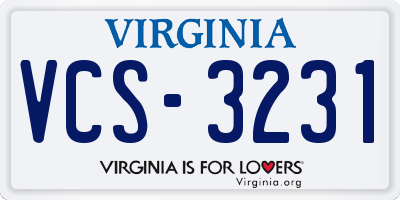 VA license plate VCS3231