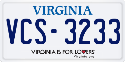 VA license plate VCS3233