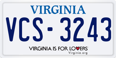 VA license plate VCS3243