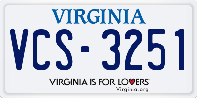 VA license plate VCS3251