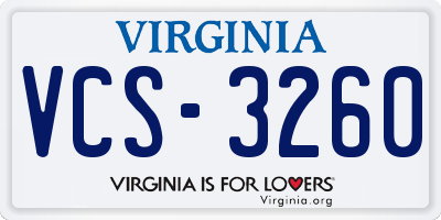 VA license plate VCS3260