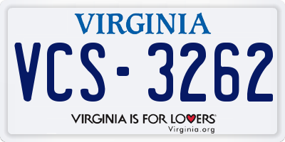 VA license plate VCS3262